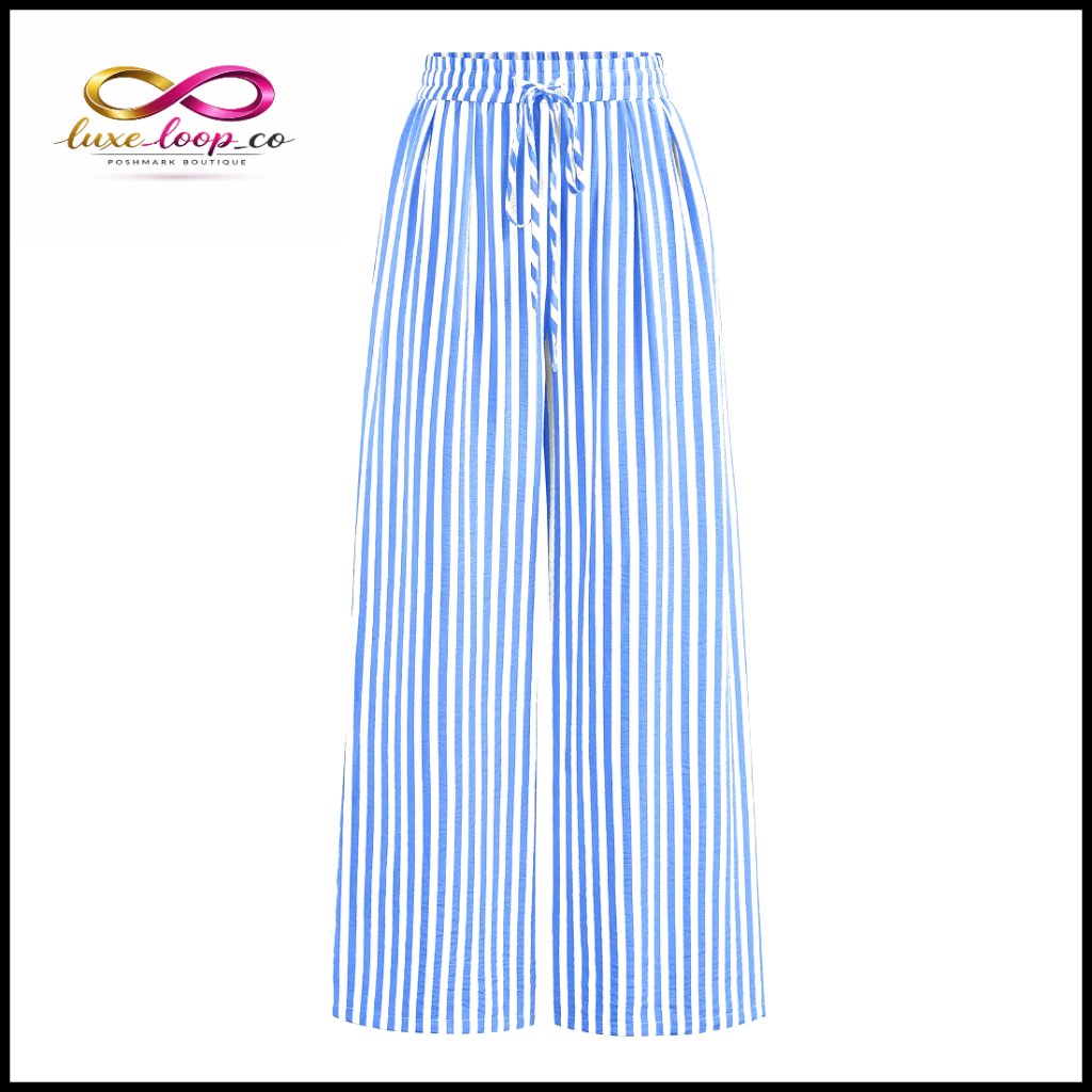 Floral Wide Leg Palazzo Pants Elastic Waist Lightweight Lounge Casual